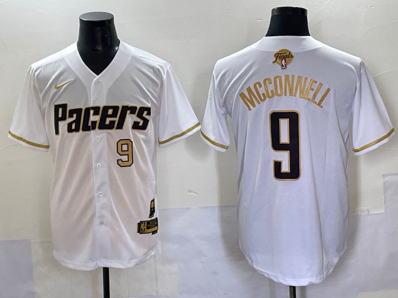 Men 2025 Indiana Pacers #9 Mcconnell White Joint Name NBA Jersey style 2->->NBA Jersey